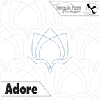 Outline of a penguin design with 'Penguin Feats' branding and 'Adore' text on a white background.