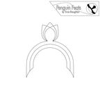 Outline of an arch with tulip design on top with 'Penguin Feats by Trinia Braughton' logo at the top.