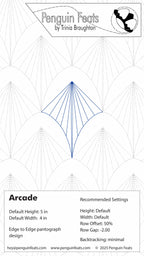 Penguin Feats kite design with technical specifications on a white background