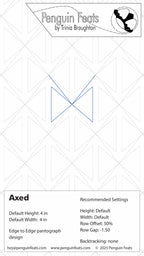 Design sheet for 'Penguin Feats' with settings and measurement details.