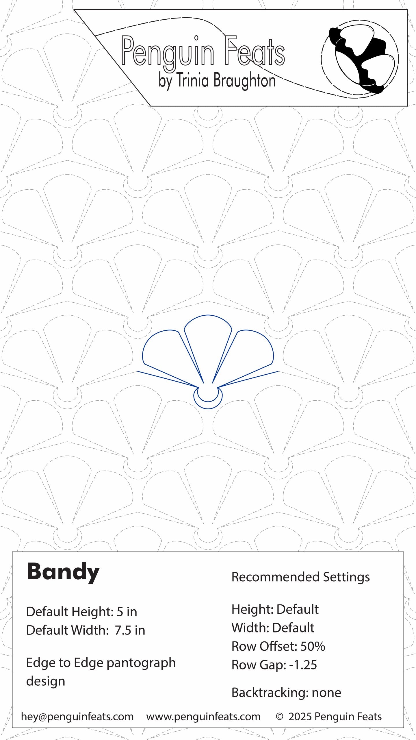 Penguin Feats pattern design with text and branding