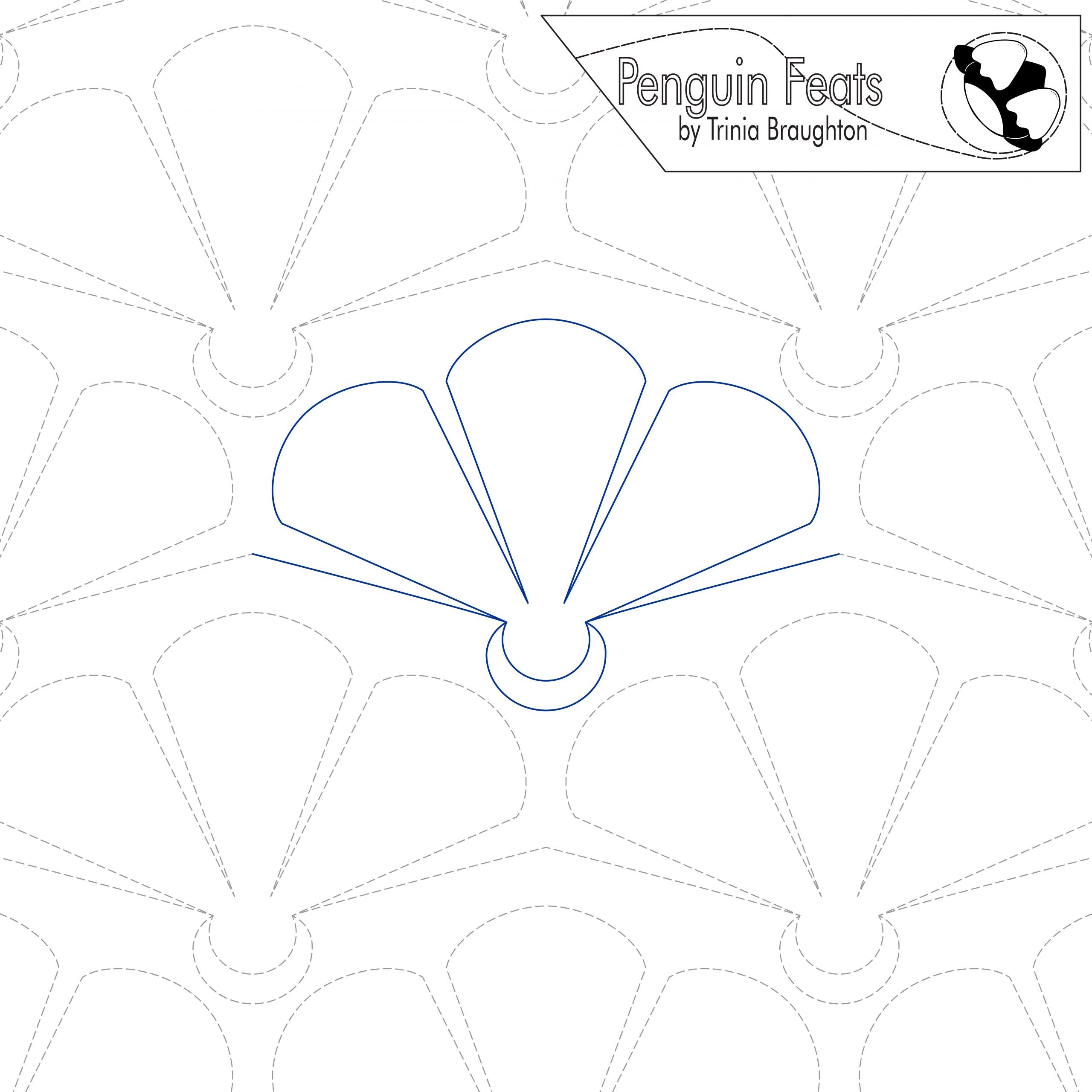 Outline of a floral shape with 'Penguin Feats' branding at the top.