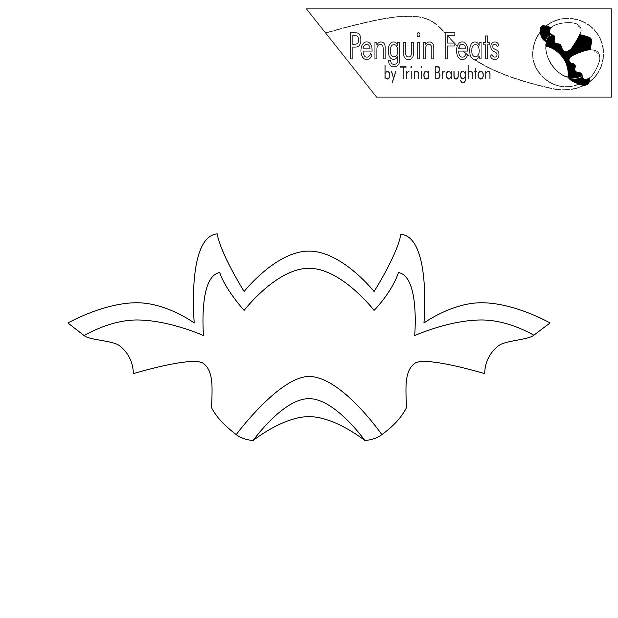 Outline of a bat with 'Penguin Feats by Trinia Braughton' logo at the top.