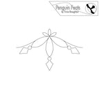 Black and white line drawing of a decorative item with 'Penguin Feats by Trinia Braughton' logo at the top.