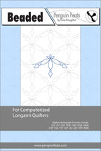 Beaded pattern for computerized longarm quilters with a blue and gray design on a white background.