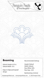 Penguin Feats by Trinia Braughton recommended settings for Beaming design on a white background