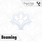 Quilting pantograph pattern with flower scalloped design and 'Penguin Feats' branding.