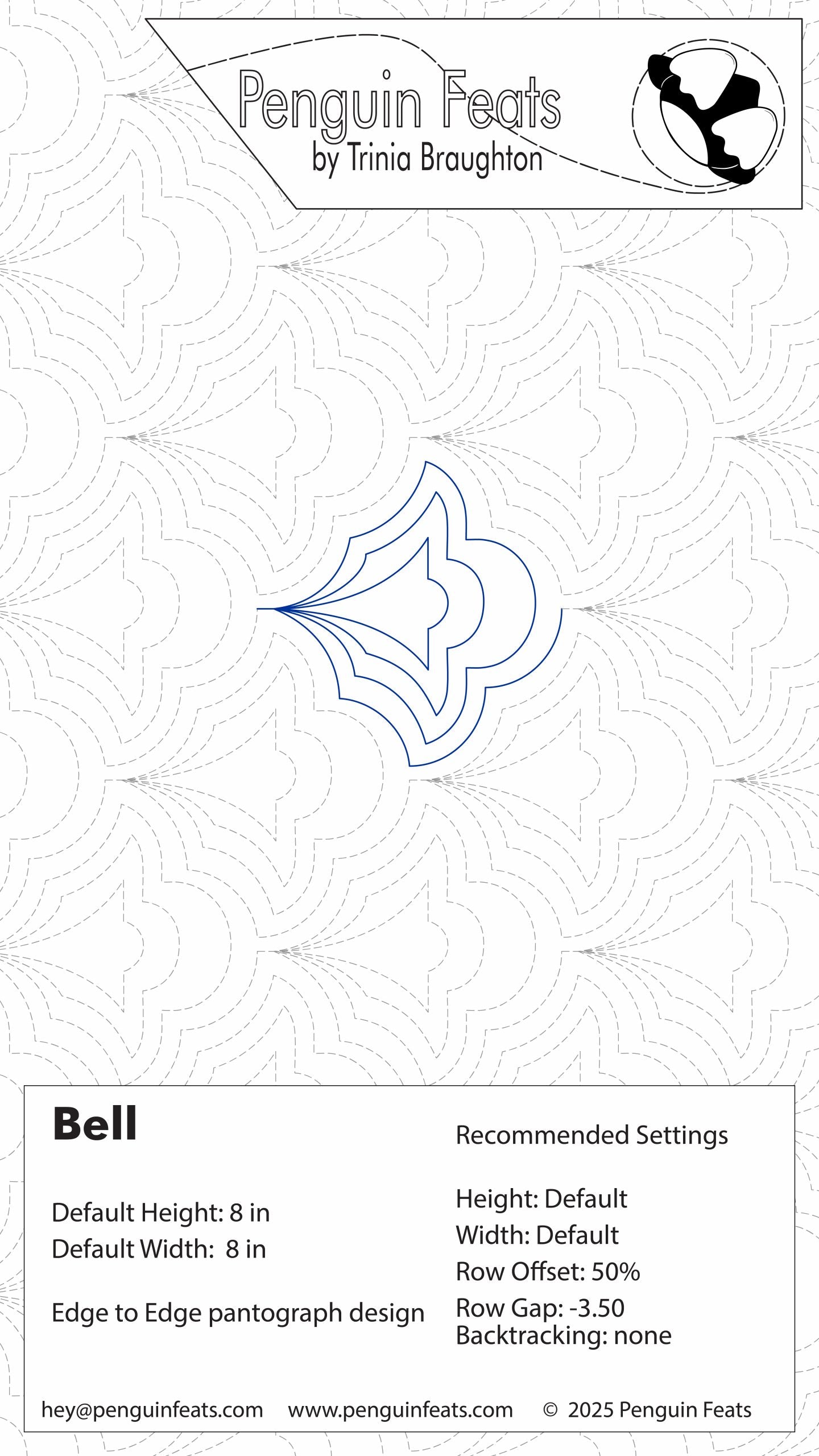 Quilting design setting sheet with geometric pattern and branding at the top
