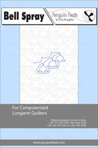 Bell Spray quilting design information  with blue and gray design on a light blue background