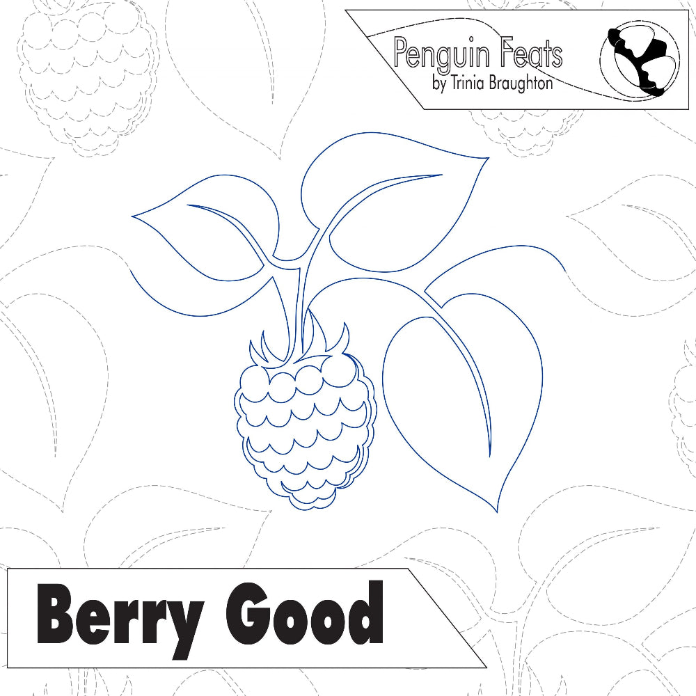 Outline of a berry with leaves and text 'Berry Good' on a white background