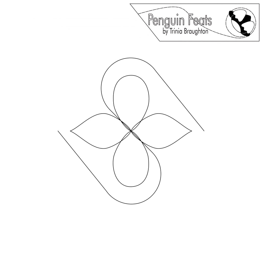 Black and white geometric design with 'Penguin Feats' logo at the top