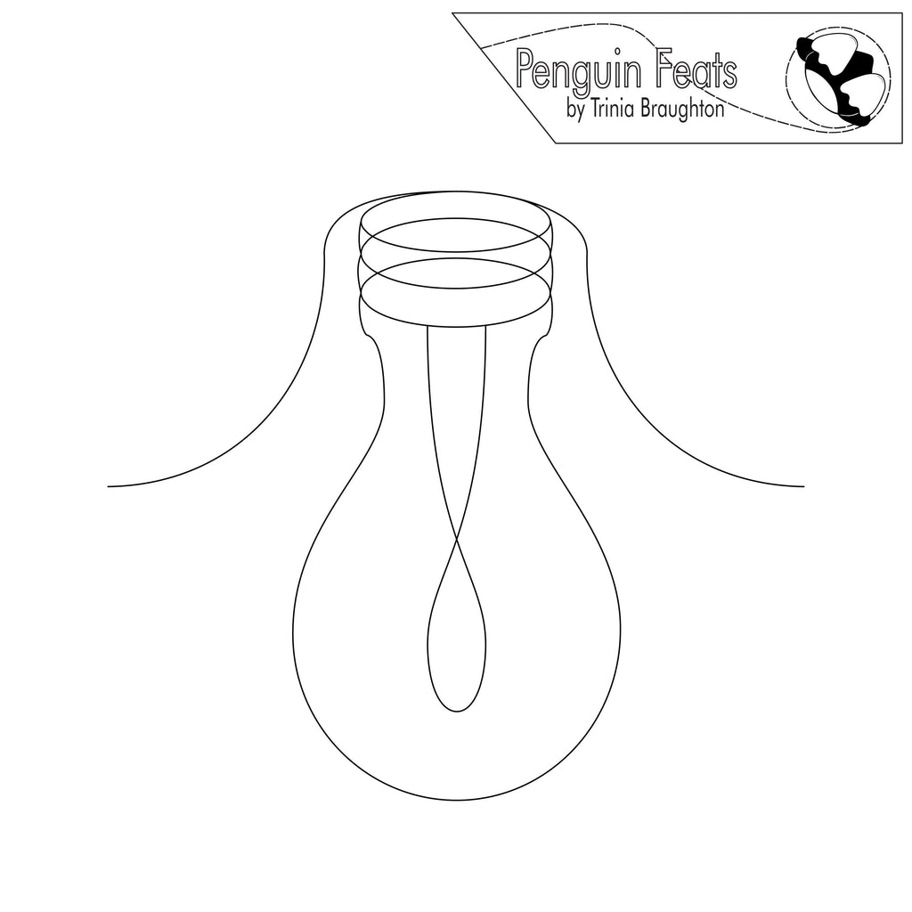 Outline of a light bulb with 'Penguin Feats' logo at the top