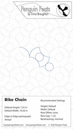 Design sheet for a bike chain with geometric pattern and branding at the top.