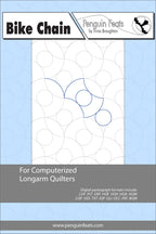 Bike chain pattern for computerized longarm quilters with a blue and gray design on a light blue background.