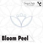 Design of a flower with concentric circles and 'Penguin Feats' branding on a white background.