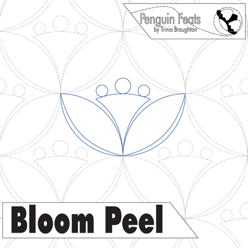 Design of a flower with concentric circles and 'Penguin Feats' branding on a white background.