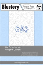 Design sheet  Blustery for computerized longarm quilters with a blue and gray design.