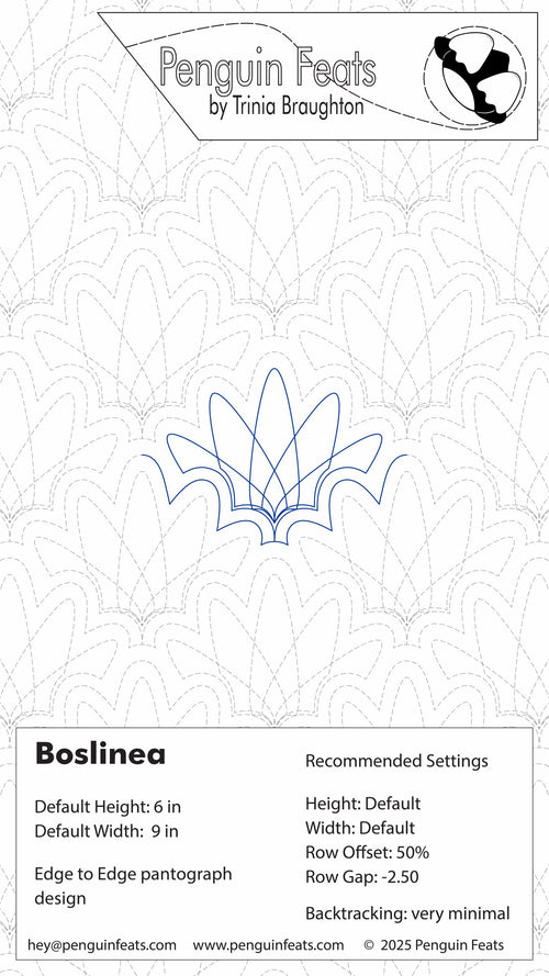 Pattern setting for geometric design with text and branding at the top.