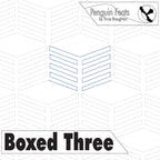 Cover of 'Boxed Three' by Penguin Feats with geometric design and text.