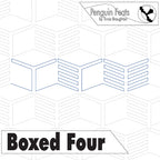 Continuous line of 'Boxed Four' by Penguin Feats with geometric design and text.