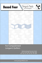 Design info for computerized longarm quilters with a blue and gray background