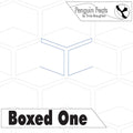 Geometric design with 'Penguin Feats' branding and 'Boxed One' text on a white background.