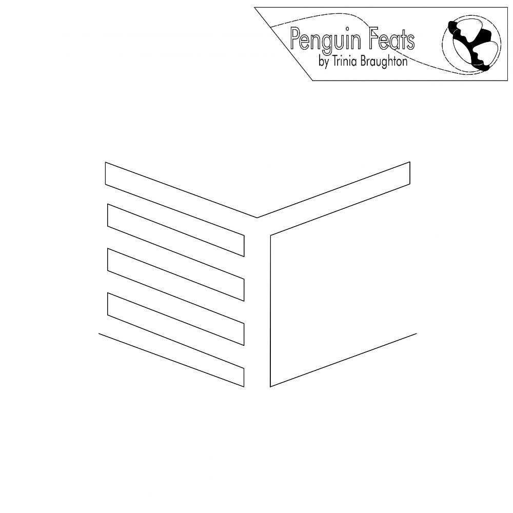 Continuous line design of a geometric shape with 'Penguin Feats' branding at the top.