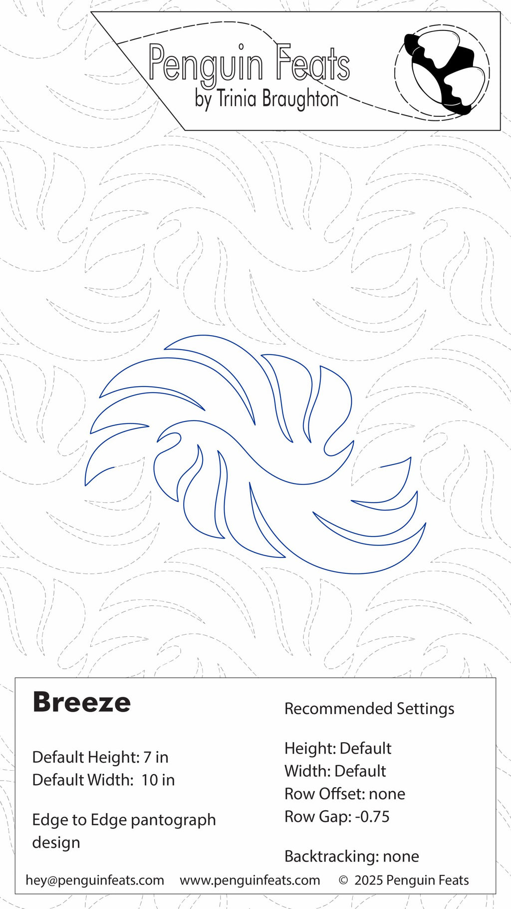 Penguin Feats by Trinia Braughton design with 'Breeze' pattern on a white background