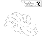 Black and white feather pattern with 'Penguin Feats' logo at the top