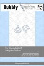 Quilting design information for computerized longarm quilters with a blue and white pattern on a light blue background.