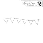 Outline of a banner with triangular flags and 'Penguin Feats' logo at the top.