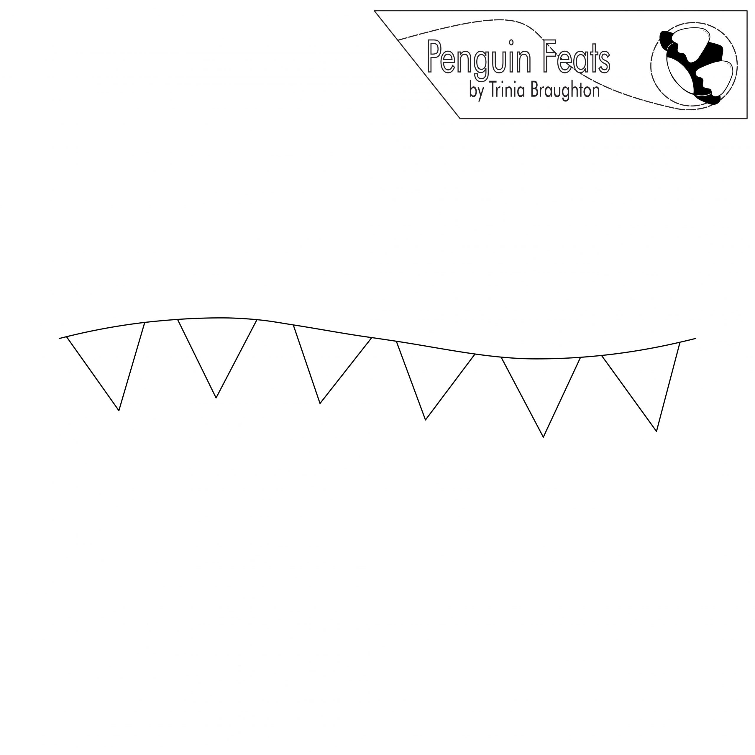 Outline of a banner with triangular flags and 'Penguin Feats' logo at the top.