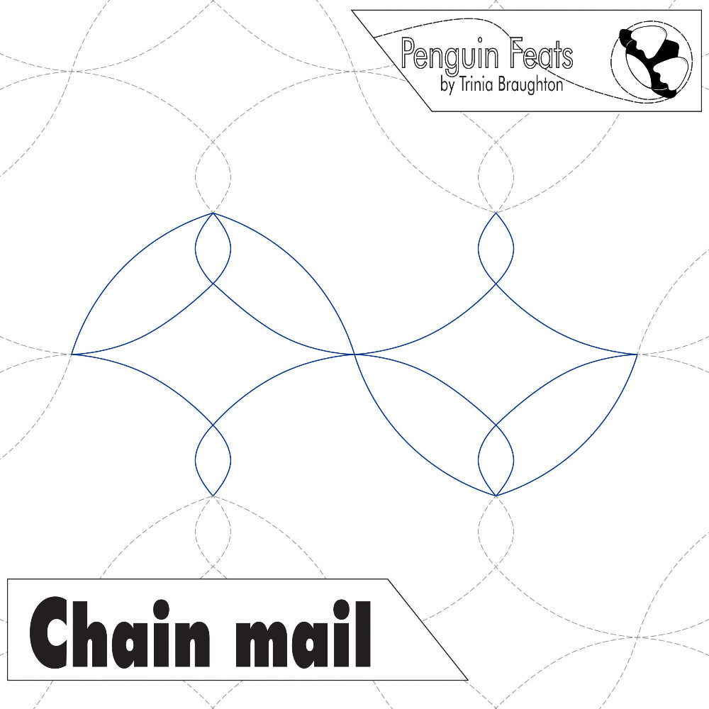 Continuous line chain mail design with 'Penguin Feats' branding at the top.