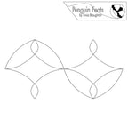 Continuous line in black of looping lines and curves with 'Penguin Feats' branding at the top.