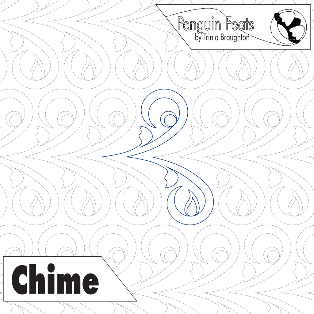 Design with 'Penguin Feats' branding  'Chime' text on a white background