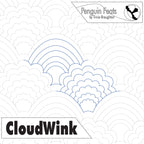 Outline of cloud and rainbow design titled 'CloudWink' with Penguin Feats branding on a white background