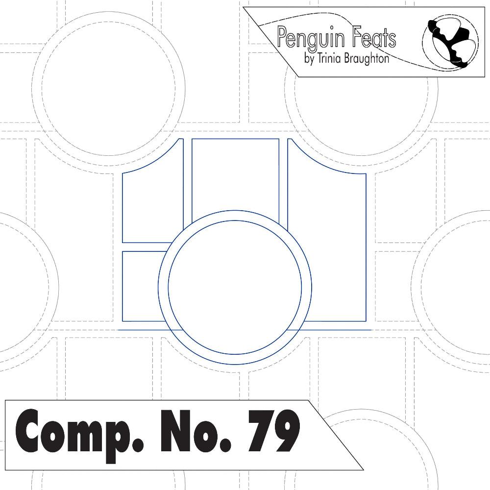 Composition Number 79 continuous line geometric shapes and 'Penguin Feats' branding
