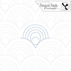 Pattern design with concentric circles and a logo for 'Penguin Feats' 