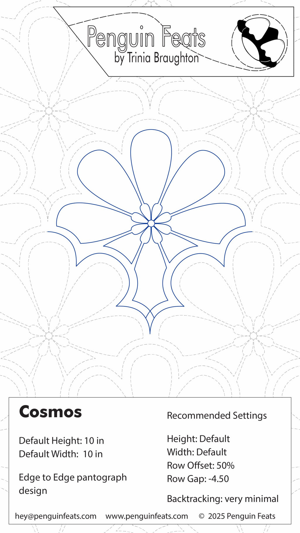 Design of a leaf-like shape with text and branding at the top and bottom