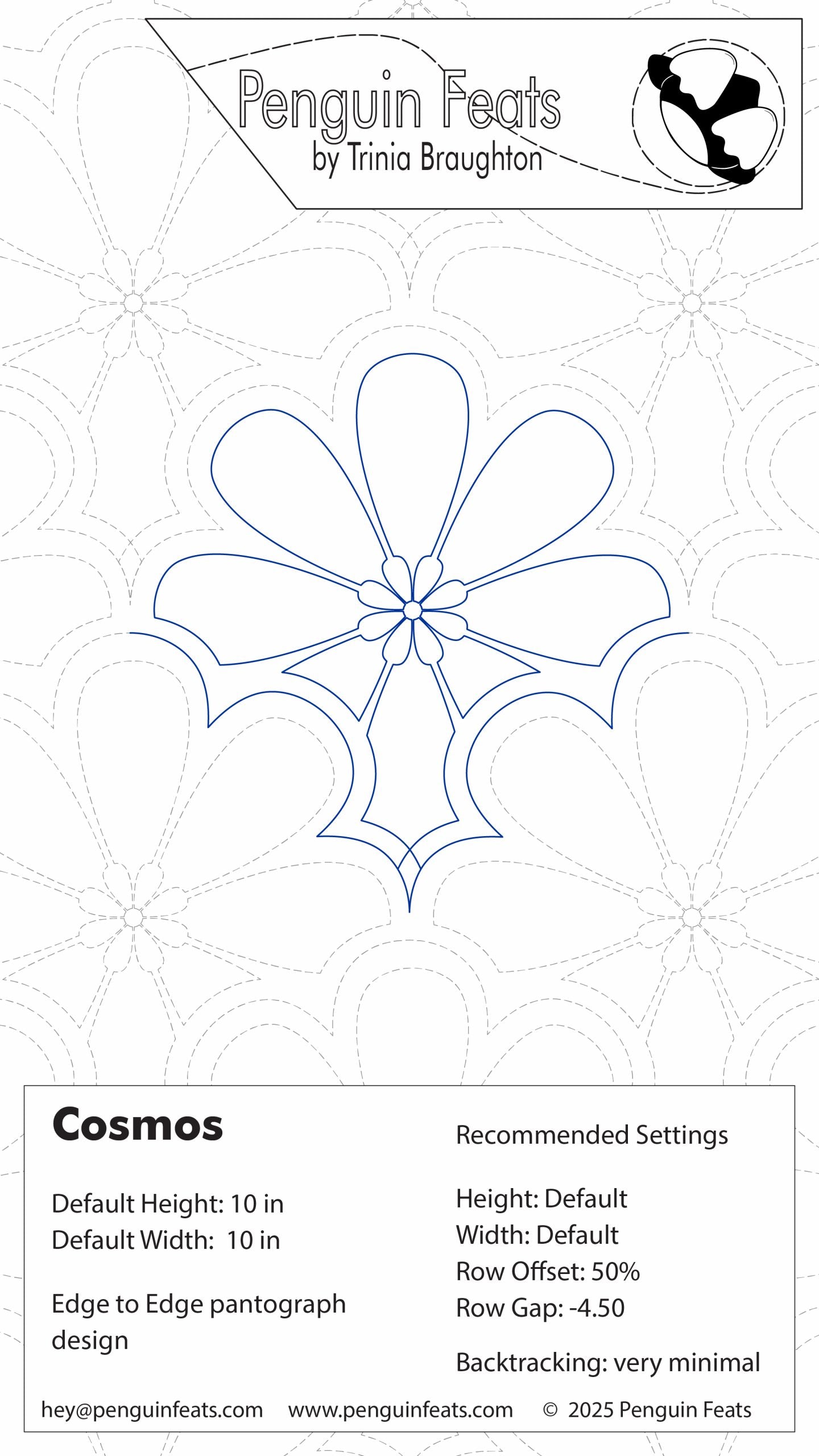 Design of a leaf-like shape with text and branding at the top and bottom