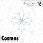 Quilting pantograph pattern labeled 'Cosmos' with 'Penguin Feats' branding.