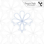 Quilting design with floral pattern on a white background, featuring the brand 'Penguin Feats' by Trinia Braughton.