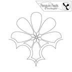 Black and white floral geometric design with 'Penguin Feats' logo at the top.
