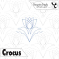Design of a crocus flower with 'Penguin Feats' branding at the top and 'Crocus' text at the bottom.