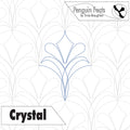 Quilting design with 'Crystal' and 'Penguin Feats' branding on a white background