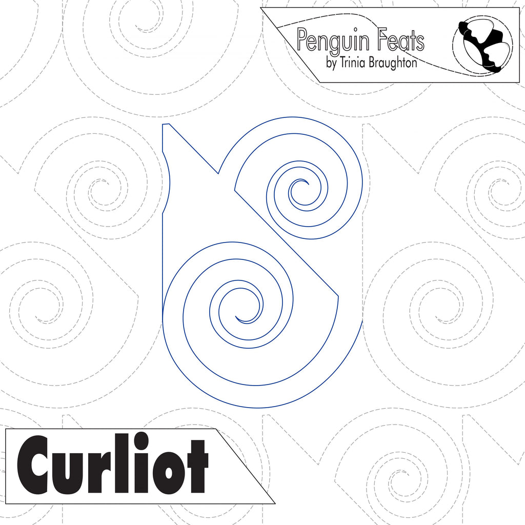 Design for a product named 'Curliot' with a stylized penguin logo on a white background.