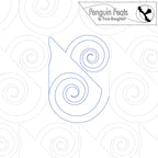 Outline of a wedge shape with swirls on a white background, featuring the brand 'Penguin Feats'.