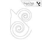 Black and white geometric design with 'Penguin Feats' logo at the top right corner on a white background.