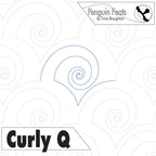 Pattern with curved lines and 'Penguin Feats' branding on a white background