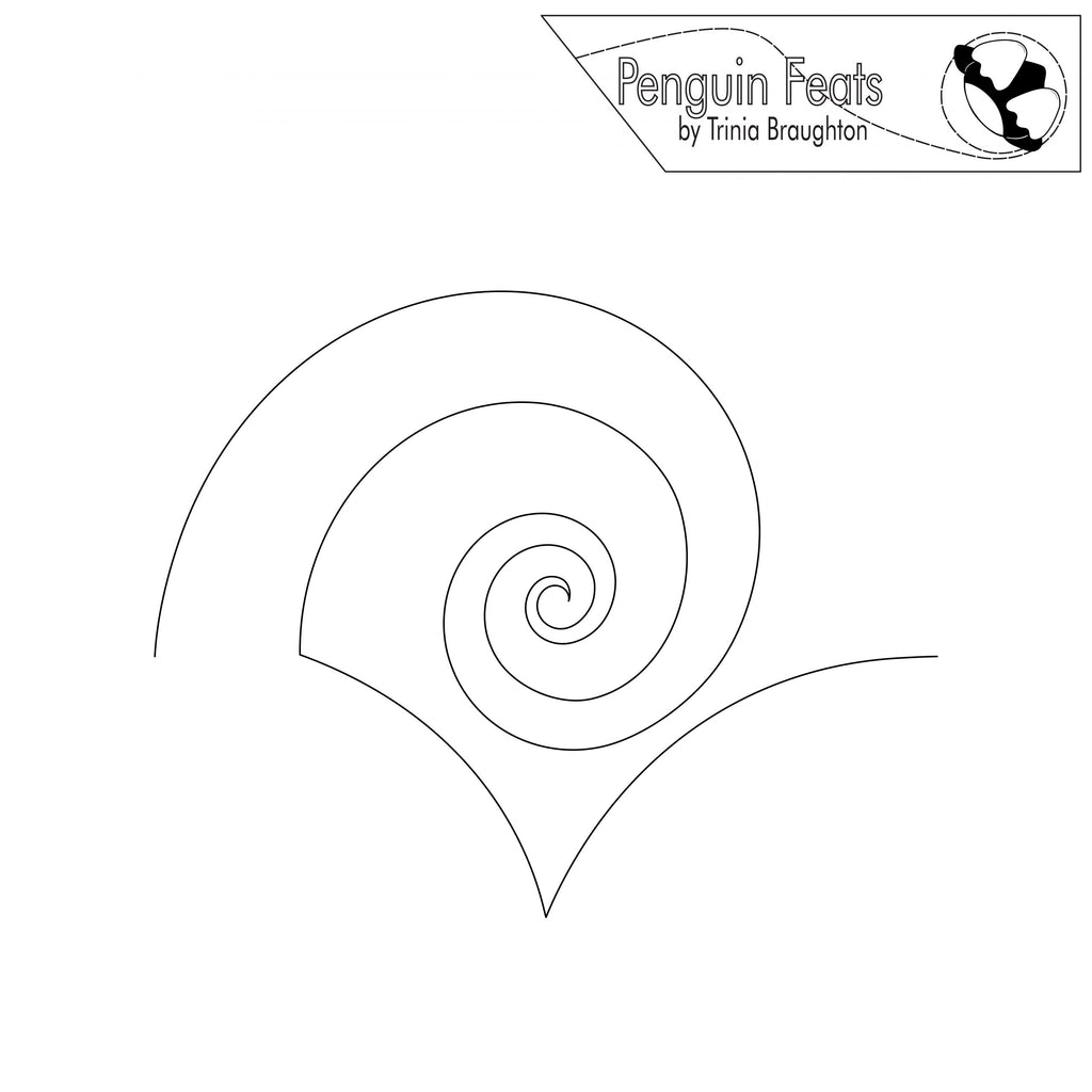 Outline of a spiral design with 'Penguin Feats' branding at the top.